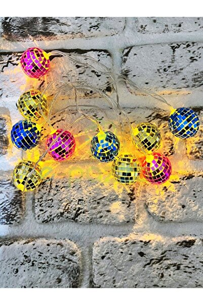 epazzar 10'lu Renkli Disko Topları Fonksiyonlu Günışığı Led Yılbaşı Organizasyon Parti Konsept Süsleme 2 m