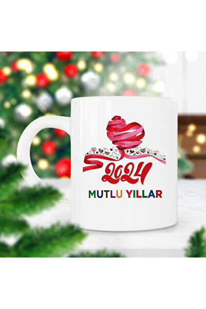 ART HEDİYE كوب مطبوع عليه قلوب عيد الميلاد السعيد لعام 2024