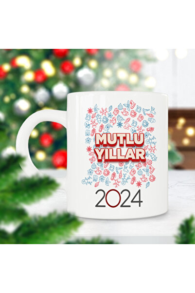 ART HEDİYE 2024 Happy Birthday Shapes Christmas Gift Printed Mug Cup