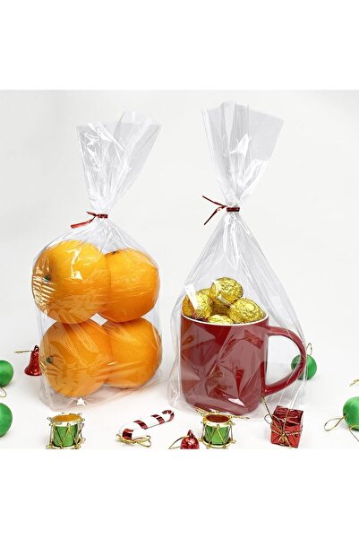 Dekals 100 Adet Düz (BANTSIZ) Şeffaf Jelatin Parlak Kurabiye Aksesuar Poşeti Ambalaj Paketi 20x29
