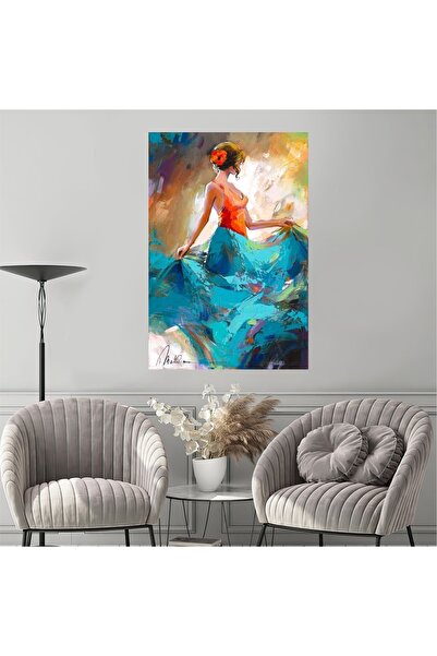 HDART Soyut Modern Dansçı Dans Eden Kadın Duvar Dekoru Kanvas Tablo Tablosu Tabloları