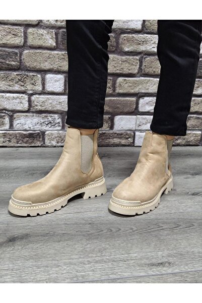 Bukond Yandan Lastikli Kalın Taban Günlük Kısa Süet Bot