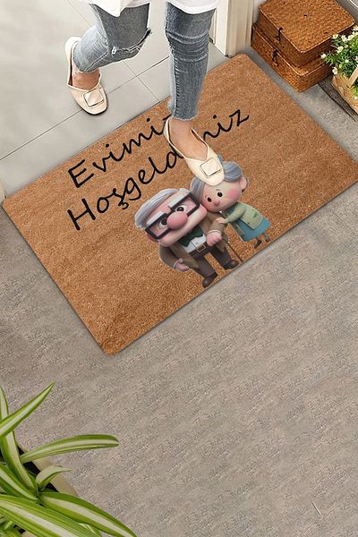 Valerine Life Up Cute Elderly Pair Welcome to Our Home Door Mat 45x70cm