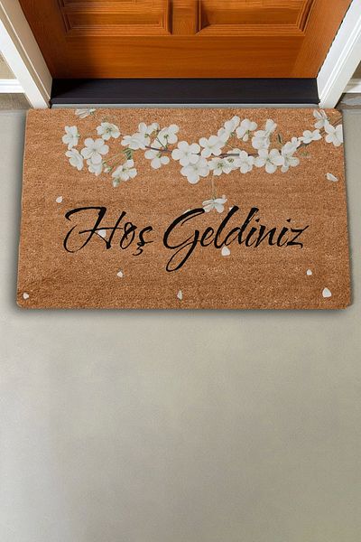 Valerine Life White Japanese Cherry Blossom Welcome Door Mat 45x70cm