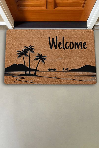 Valerine Life Welcome Door Mat with Palm Tree and Mountain View 45x70cm