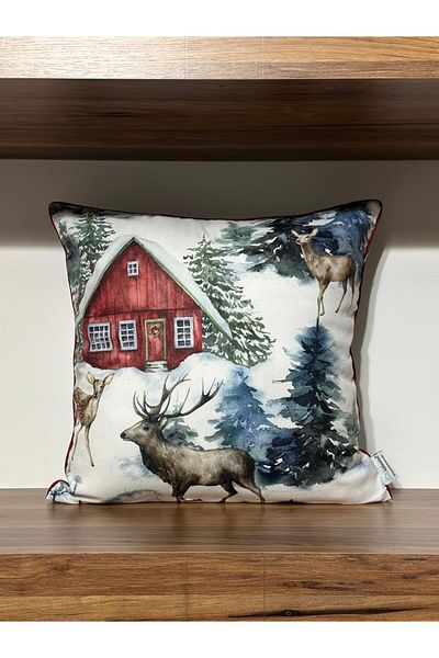 KIRLENTİM H1063 Digital Printed Double Sided Patterned Throw Pillow Cover with Piping Edges