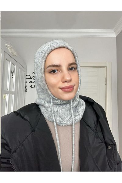 KÜÇÜK EW Balaclava Corded Knitted Beanie Headgear | Lace-up Hooded Beret
