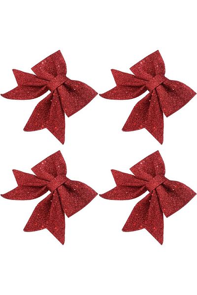 şahane parti 5 Pieces of Bow Large Size Evadan Glitter 25 x 25 Red Party Ornament