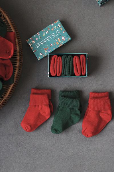 KARAMİLA Set of 3 Bamboo Baby Socks - New Year's Special Boxed New Year's Special Collection