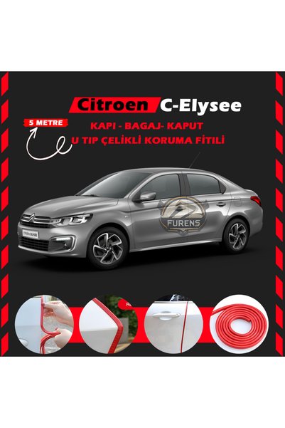 STS Oto Aksesuar Citroen C-Elysee Oto Araç Kapı Koruma Fitili 5metre Parlak K...
