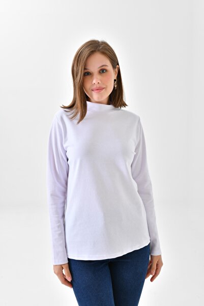 mirach White Long Sleeve Body Blouse Tunic Hijab Body Badi Women's White Blouse Women's Blouse