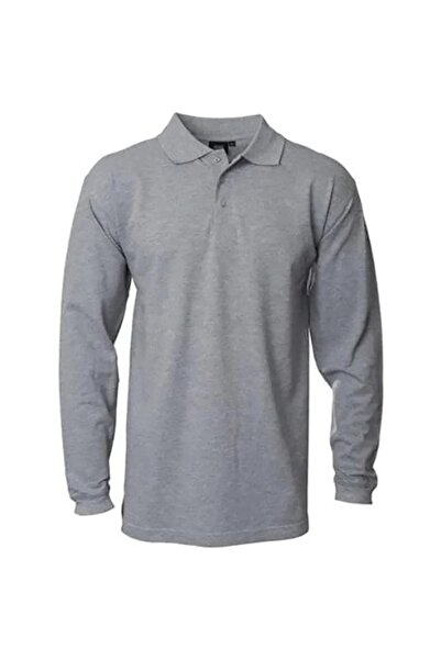 BLUE SAFETY سترة رمادية بياقة بولو وأكمام طويلة
