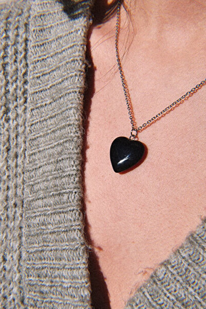 NBS Beautiful Naturel Stones قلادة من الحجر الطبيعي على شكل قلب العقيق (بما ف...