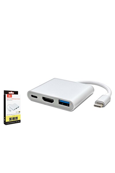 HADRON Hdx7764 Type-C Hdtv Combo HDMI 4K 30Hz + Type-C + Usb3.0 3in1 Gray