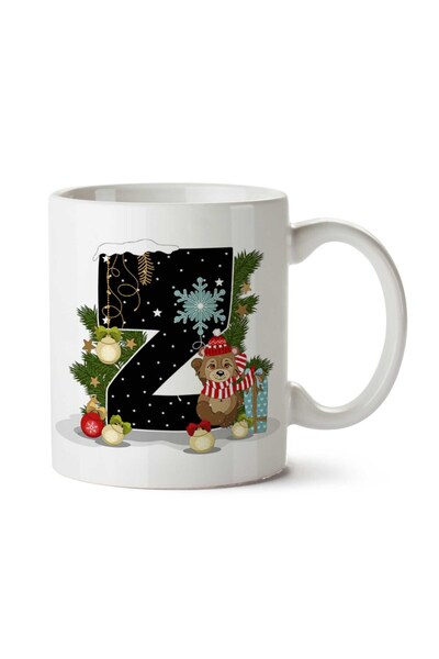 ART HEDİYE كوب مخصص مطبوع عليه حرف Z لعيد الميلاد المجيد للعام الجديد