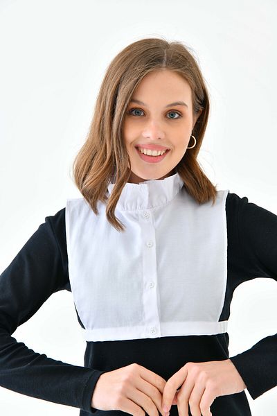 mirach White Wavy Stand Collar Shirt Collar with Ruffle Detail Hijab Collar Shirt Collar