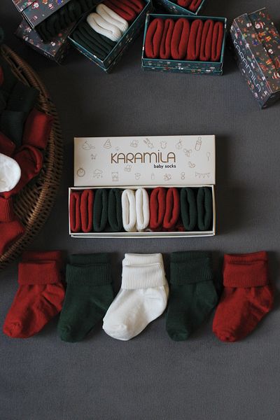 KARAMİLA Set of 5 Bamboo Baby Socks - New Year's Special Boxed New Year's Special Collection