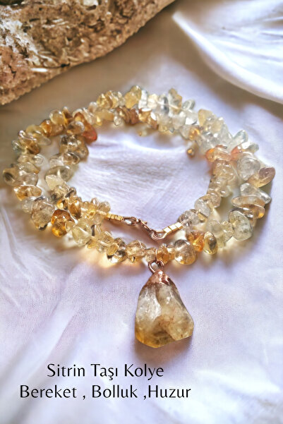 NBS Beautiful Naturel Stones Sitrin Tasarım Doğal Taş Kolye ( AA Kalite ) ( P...