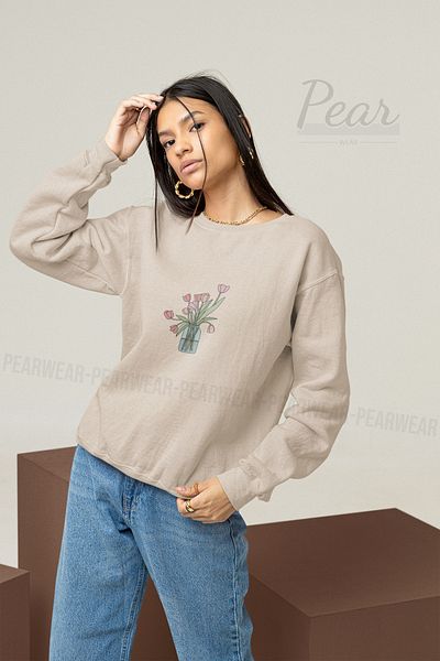 Pear Wear Γυναικείο φούτερ με 3 νήματα με στάμπα λουλουδιών