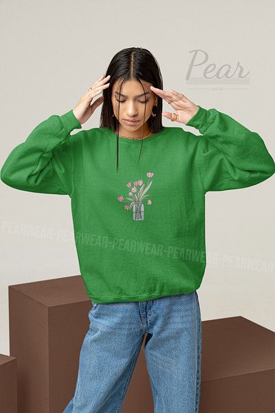 Pear Wear Γυναικείο φούτερ με 3 νήματα με στάμπα λουλουδιών