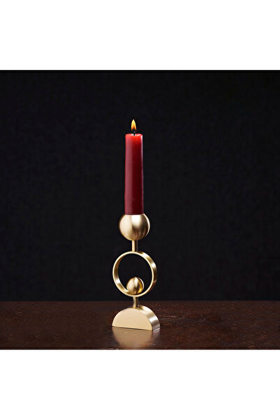 LUKREA Pirinç El Yapımı Tekli Yarım Top Pirinç Şamdan