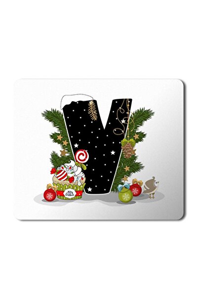 ART HEDİYE Mouse Pad cu litera V pentru Anul Nou Crăciun Fericit