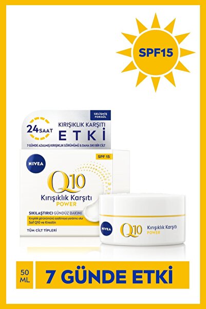NIVEA Q10 Kırışık Karşıtı Sıkılaştırıcı Gündüz Yüz Bakım Kremi 50 Ml,spf15,24...