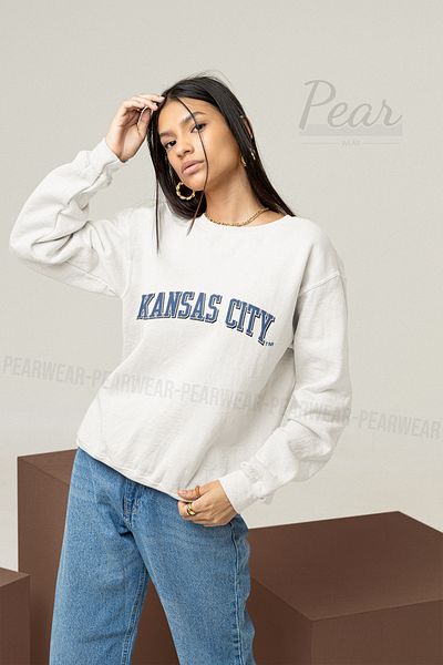 Pear Wear Hanorac oversize cu 3 fire de damă cu imprimeu Kansas City