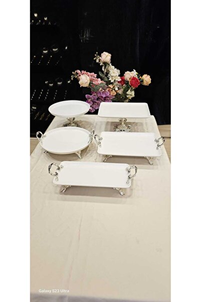 MaviDamla حامل عرض ذو 5 قطع باللون الفضي