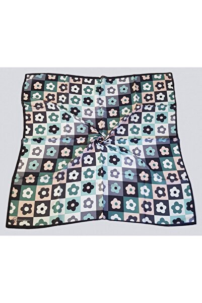 Modakaşmir Шарф з квітковим візерунком, м'яка бавовна, чорний