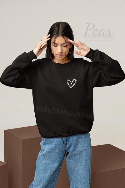 Pear Wear Дамски суитшърт с 3 нишки и щампи от сърце