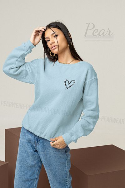 Pear Wear Hanorac oversize cu 3 fire de damă cu imprimeu inimă