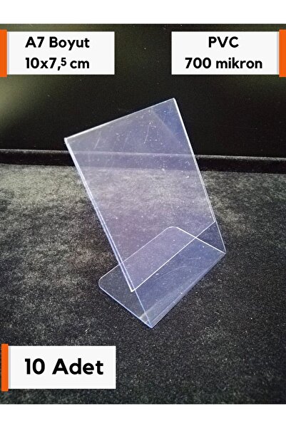 Şeffaf Etiket 10 Adet Pvc Etiketlik A7 Ayaklı Açılı Dik Boyut 10x7,5 Cm Stand...