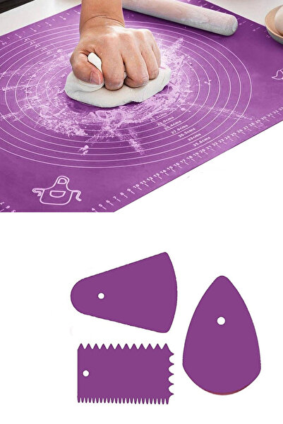 Sekiz8 Silicone Dough Rolling Mat & 3 Piece Cake Dough Decorating Set