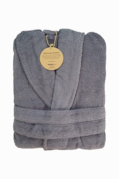 Özdilek Büyük Beden Classic Şalyaka Bornoz- Gri XXL