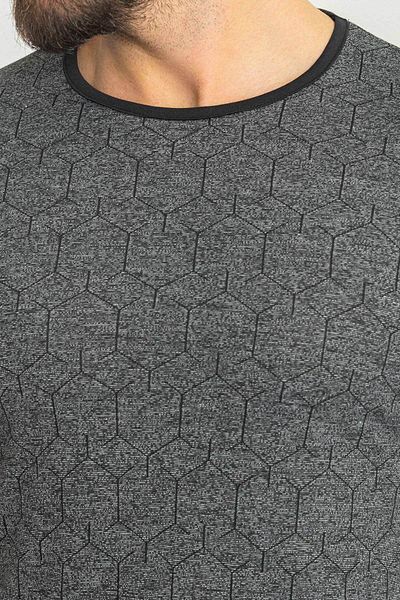 Mcr Patterned Black Slim Fit Crew Neck Men's T-shirt