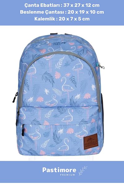 Pastimore Set de rucsac pentru prânz, cu fermoar, lat, de calitate 1, rezistent la apă, cu model, cu compartiment triplu pentru școală