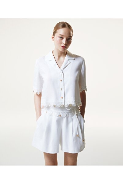 Machka Bluză din in brodat cu ac