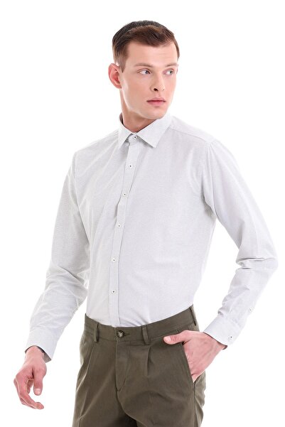 Hatemoğlu Зелена бавовняна сорочка з принтом, облягаючий крій, довгі рукави, класичний комір