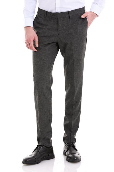 Hatemoğlu Παντελόνι από ύφασμα Anthracite Slim Fit με σχέδιο με πλαϊνές τσέπες