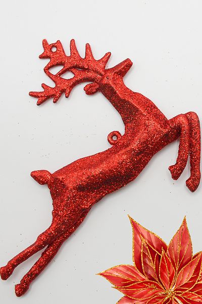 Waldern 2 bucăți Run Deer Ornament pentru brad de pin de Anul Nou auriu-roșu