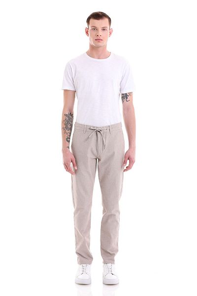 Hatemoğlu Beige Dynamic Fit Straight Cotton Side Pocket Canvas Trousers