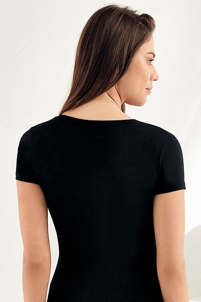 Şahinler Lycra Women's Black Short Sleeve V-Neck Body Mb236-sh