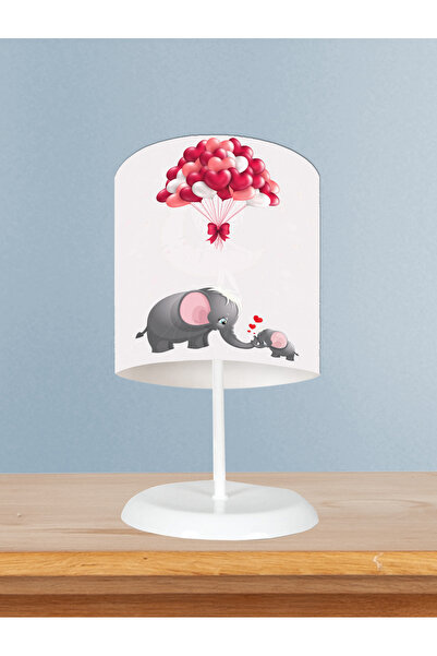 BAMBAŞKA MODA Baby and Children's Room Elephant and Heart Patterned Lampshade