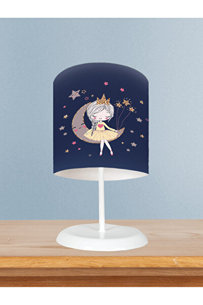 BAMBAŞKA MODA غرفة الأطفال والرضع الأميرة فتاة تجلس على القمر منقوشة عاكس الض...