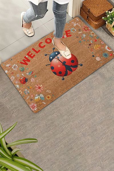 Valerine Life Red Ladybug Welcome Door Mat 45x70cm