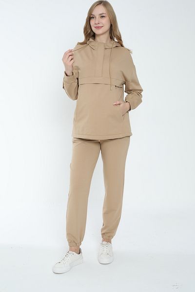Miss Dünya Lissa Hooded Sweatshirt Suitable for Breastfeeding Maternity and Maternity Tracksuit Set