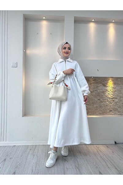 moda zeynaa Önü fermuarlı 3 iplık elbise