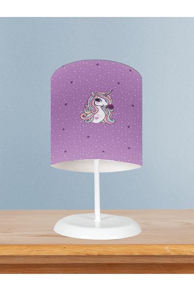 BAMBAŞKA MODA Baby and Children's Room Purple Unicorn Patterned Lampshade