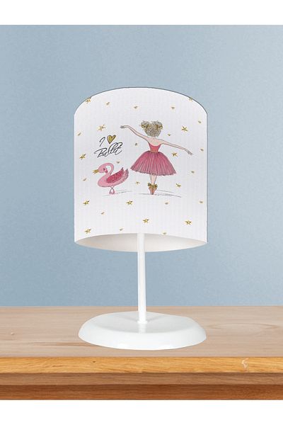 BAMBAŞKA MODA Baby and Children's Room Pink Ballerina and Swan Patterned Lampshade